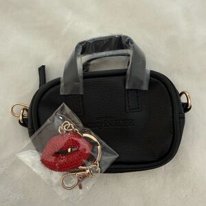 Sephora Insider Black Mini Bag with Red Lip Charm